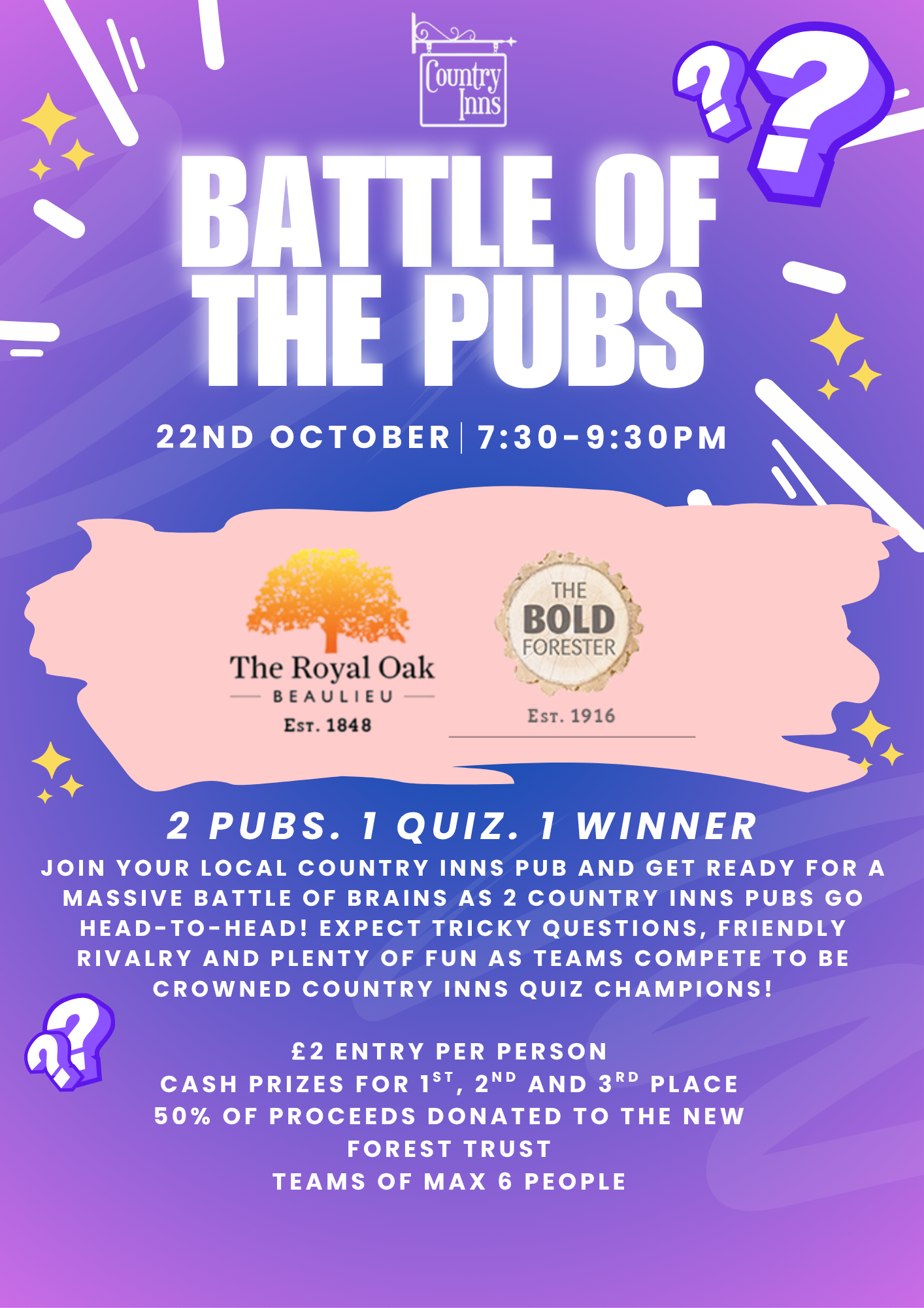Battle of the Pubs Quiz Night at The Royal Oak, October 2026