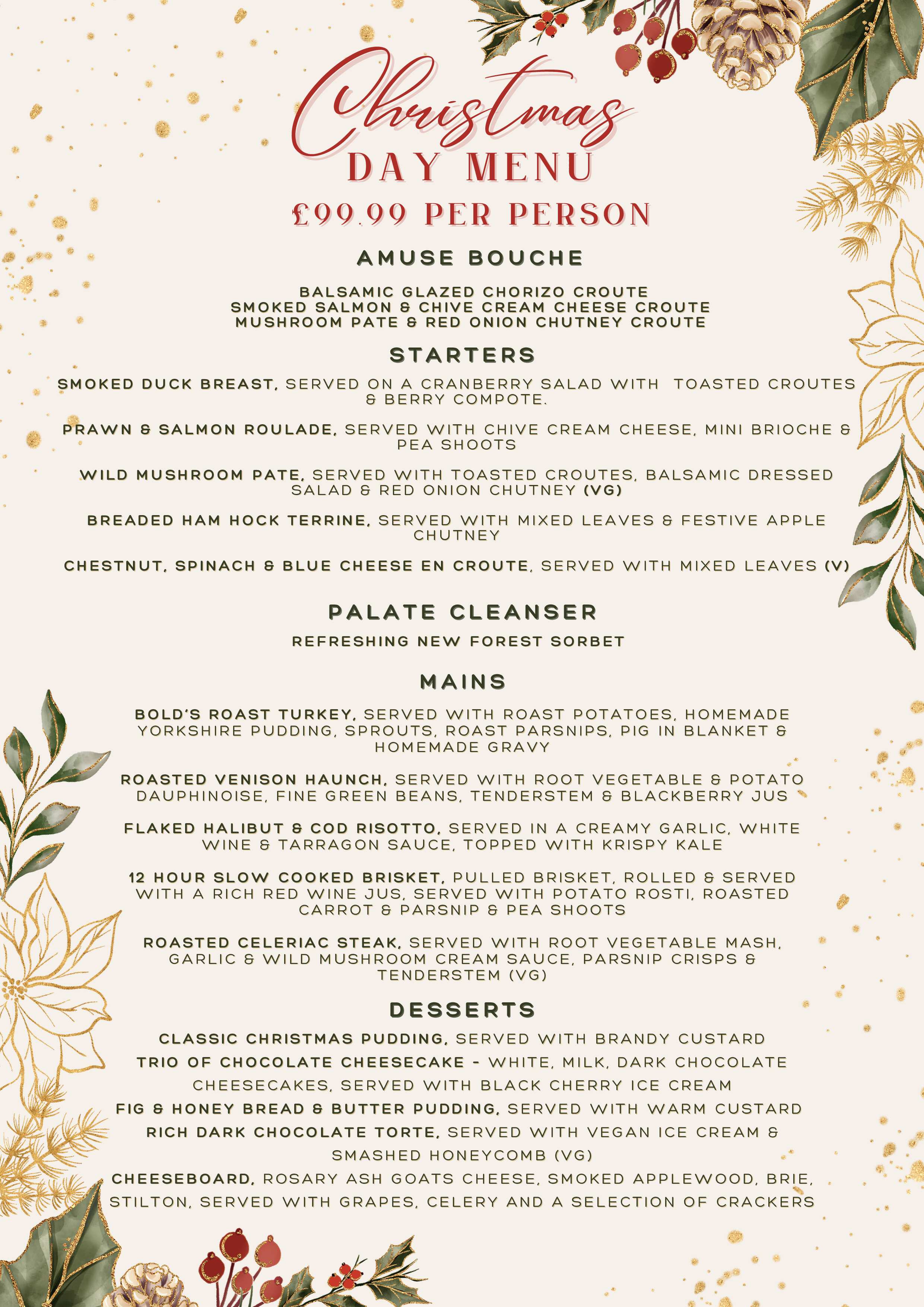 Christmas Day Menu 2025